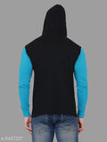 Black cotton blend solid hoodie T-shirt for men, long sleeves, high quality, premium, trusted brand, India
