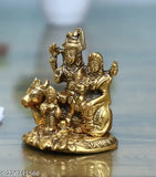 Shiny brass Shiva family figurine, with deity and children decorative showpiece