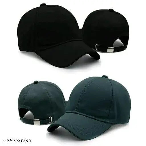 Solid cotton baseball caps, adjustable fit for men and women, twin pack from India