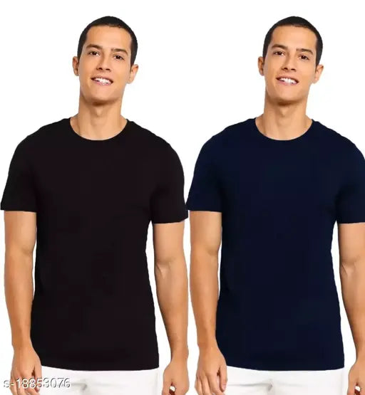 Stylish retro cotton blend men's t-shirts, solid color, short sleeves, sizes XS-XL, India origin