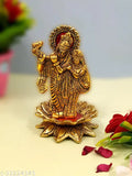Radha Krishna flute-playing idol on Kamal flower, Vastu-compliant metal statue for home, temple, office, and gifting, symbolizing luck, love, prosperity, and happiness. Size: LBH8x8x14 cm (length x breadth x height)