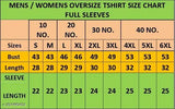 Women's oversized full-length printed t-shirt with loose fit, long sleeves. 100% cotton. Multiple sizes available