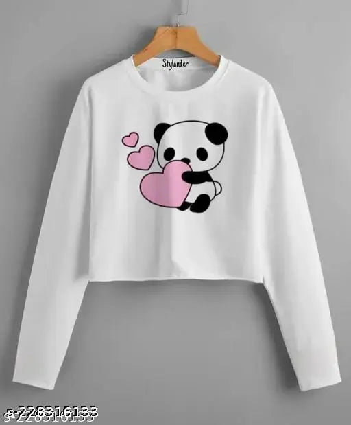 Printed cotton blend full sleeve crop top, long sleeves, best quality, India