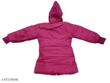 Stylish premium quality hood jacket with a zip closure in two color options: black and pink