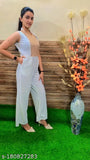 Trendy party wear jumpsuit with sequins, sleeveless polyester jumpsuit with halter neck, cut-out shoulders, and deep v backline, India origin