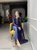 Georgette printed naira cut suit kurti, casual wear for women in S, M, L, XL, XXL. Stylish and comfortable western party dress from India