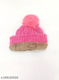 Stylish pink and white knit cap for women, girls, and kids