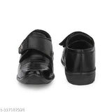 Black leather boys formal dress shoe, elastic insert at back for ease of putting on