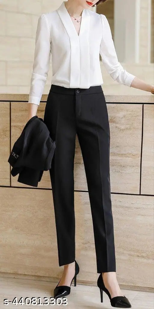 Black women's formal trousers with pockets