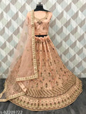 Pink net and embroidered women's Lehenga Choli set, perfect for functions or casual events. Free size with 2.5m dupatta length