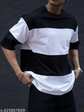 Colorblocked cotton long sleeved men's white t-shirt from Maniac, India