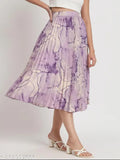 Purple printed skirt with midi length, sleeveless design
