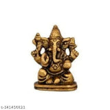Metal Ganesh Idol for Car Dashboard, Home Decor - Gold Plated Lord Ganesha for Diwali Gifts (5cm x 5cm x 3cm)