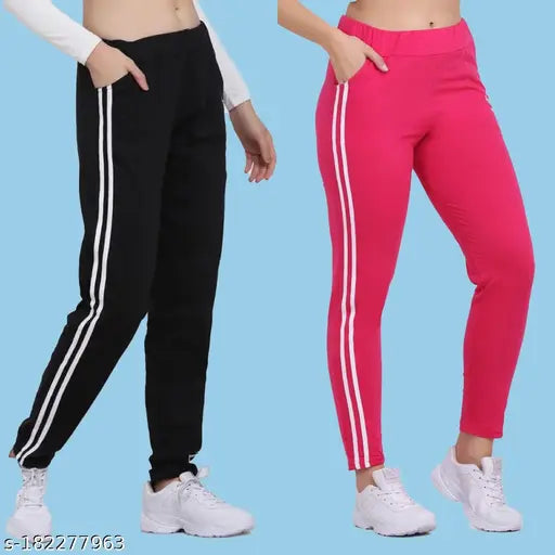Pink and black women's athletic leggings 2 piece set