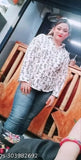 Indian-origin printed crepe long-sleeved shirt for women and girls, stylish patterned apparel