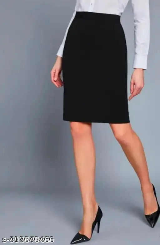 Black pencil skirt, knee length