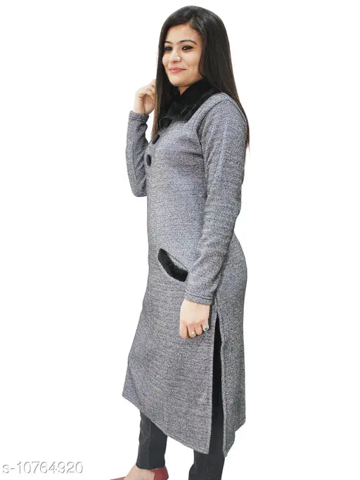 Grey matelco women's kurti with side pockets