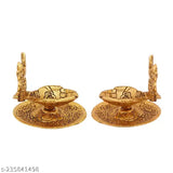Golden traditional Indian hath dhora set with diyas, 2-piece set