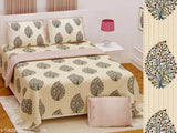 King-size pure cotton bedsheet, 108x108, 300 TC from Sanganeri Cart, India. Two pillow covers, 180 thread count
