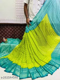 Yellow chiffon tilak brasso print saree