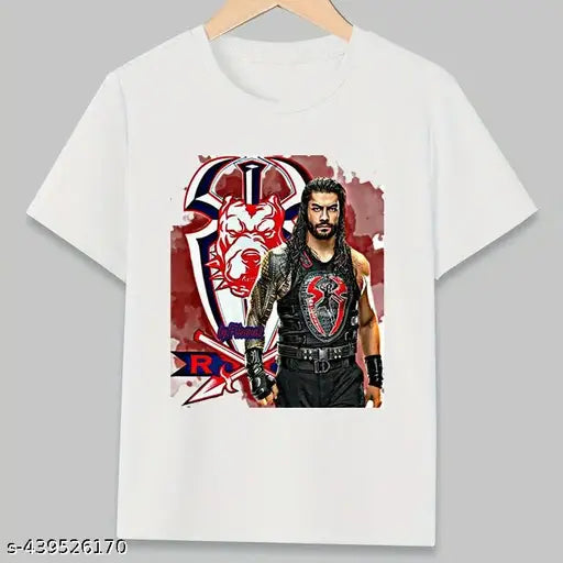 WWE Roman Reigns cotton blend t-shirt with printed design, trending WWE merchandise on white background