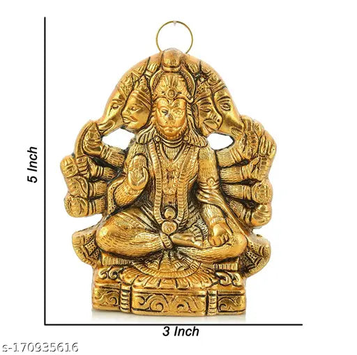 Handcrafted metal Panchmukhi Hanuman ji Murti/Bajrangbali Idol for Diwali decor, 11cm L x 1.5cm B x 13cm H, symbolizing power and strength