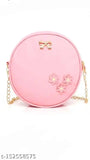 Pink sling bag with floral detail and chain strap