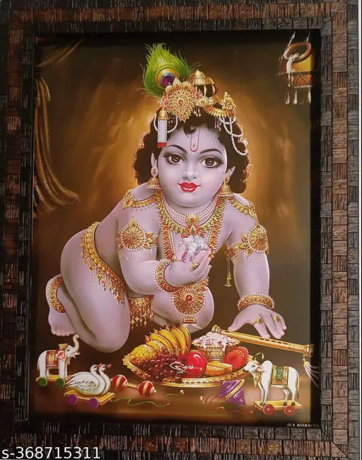 Indian handcrafted, 12x9 inch Baby Bal Krishna butter eating wall hanging