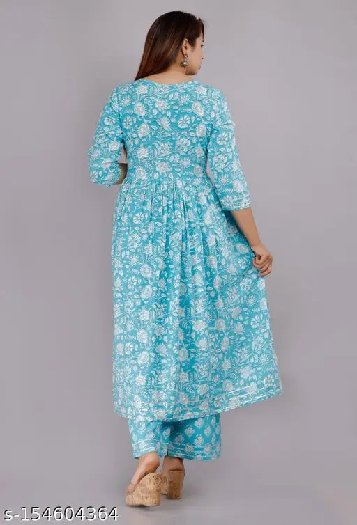 Light Rayon Daisy Printed Kurta Palazzo Set for Women (S-XXXL), Rayon three-quarter sleeves Indian ethnic wear on model