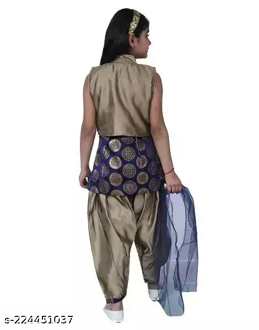 Printed 8-9 years Patiala suit, vibrant girls clothing from HPN Clothing India