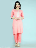 Rayon women's kurta set with palazzos, self-design net, three-quarter sleeves, Indian origin