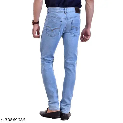 Light blue denim men's jeans, trendy slim fit from Trendz (India)