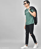 Black denim men's slim fit knee-cut jeans, size 30 (28in waist x 43in length), made in India