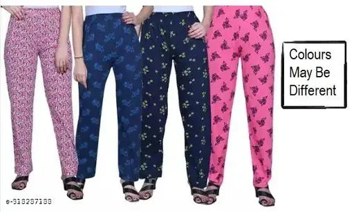 Stylish multi-colored printed pajamas, set of 4 pcs