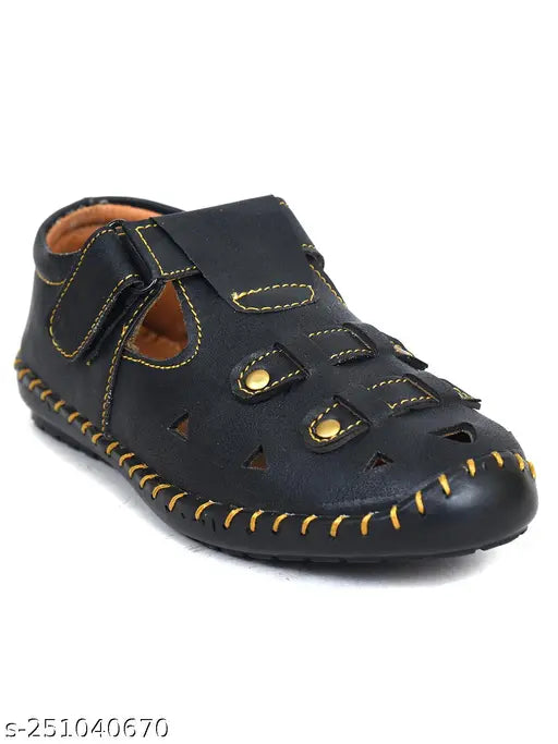 Orange synthetic EVA slipper for boys by Ajanta Kids, ideal for daily wear and comfort, featuring velcro fastening and a solid net pattern