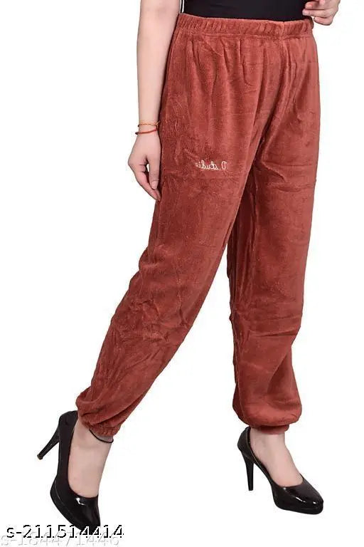 Dark red fleece pants, lower cut style, wool material