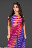 Georgette printed flared kurti, extra plus size (S-8XL), multi-color lining, sleeveless, fashionable Indian design