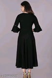 Rayon black long sleeve kurti, classic ethnic design for traditional events
