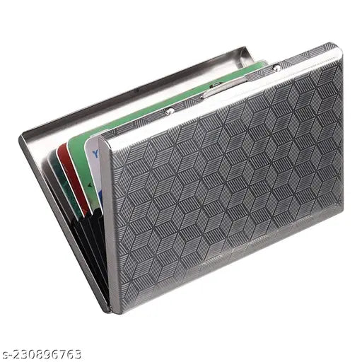 Silver-stained stainless steel RFID-blocking 6-card holder, durable design for everyday use
