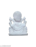 White marble small Ganesha idol for spiritual puja and home decor, handcrafted in India