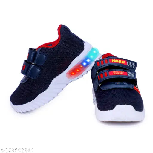 Blue and red LED light up running shoes with multiple LED lights, suitable for outdoor sports