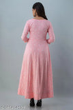 Pink long-sleeved round-neck kurta for women