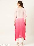 Ombre-pink tie-dyed crepe kaftan kurta, soft and stylish women's ethnic wear from Maaesa, India