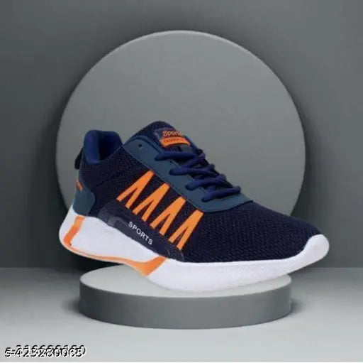 Boys running shoes, navy blue mesh fabric, easy slip on, casual wear, ideal for parksoutdoor walking and all day comfort