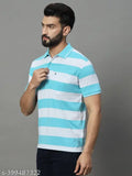 Uniberry men's cotton blend polo collar striper t-shirt, short sleeves with pocket on chest, available in multiple sizes
