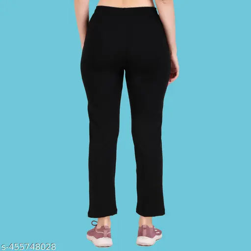Trendy black track pants with elastic waistband