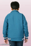 A child wearing a blue jacket with a zip closure