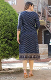 Rayon A-line straight kurti, printed combo, three-quarter sleeves. High-quality women's fashion for office or daily wear