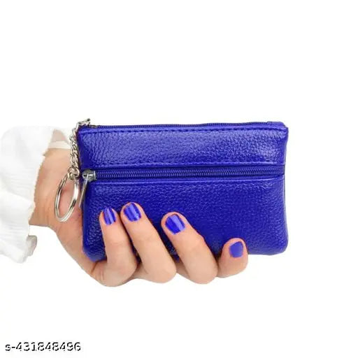 Purple leather zip wallet with two card slots, suitable for trendy women