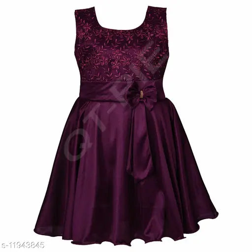 Purple cotton blend frock dress for girls, sleeveless A-line style, perfect for parties and special occasions, made with Lycra for comfort and elegance, sizes 3-24 months, origin India